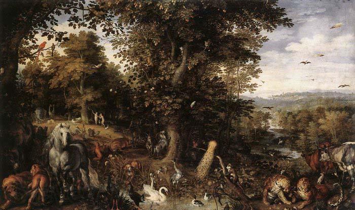 BRUEGHEL, Jan the Elder Garden of Eden 1612 Oil on copper Spain oil painting art